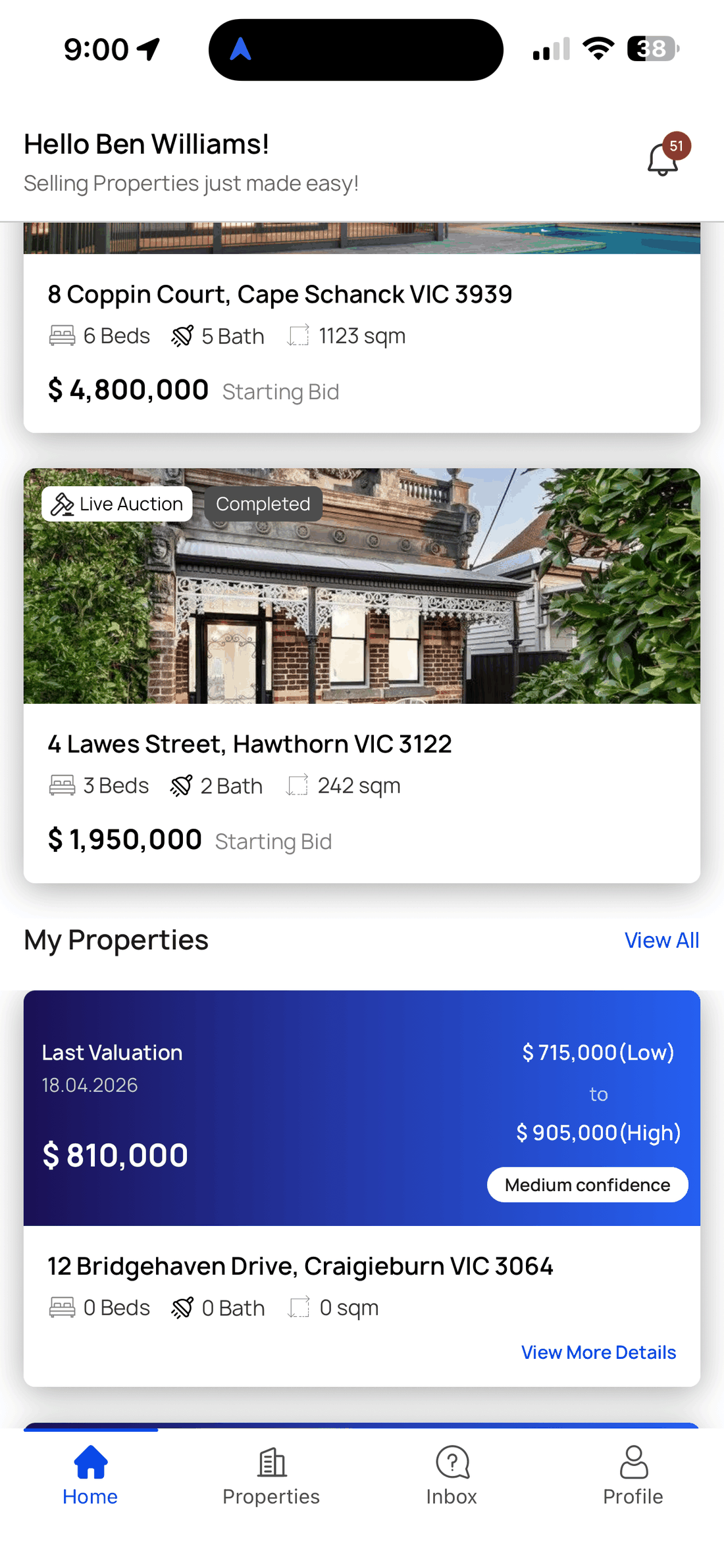 Unreserved listings dashboard with draft listings ready to review and publish