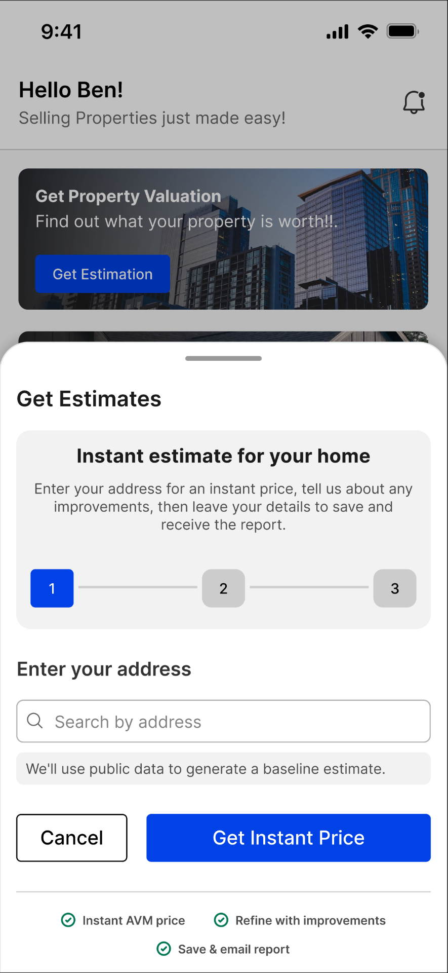 Unreserved AI valuation result on a mobile phone
