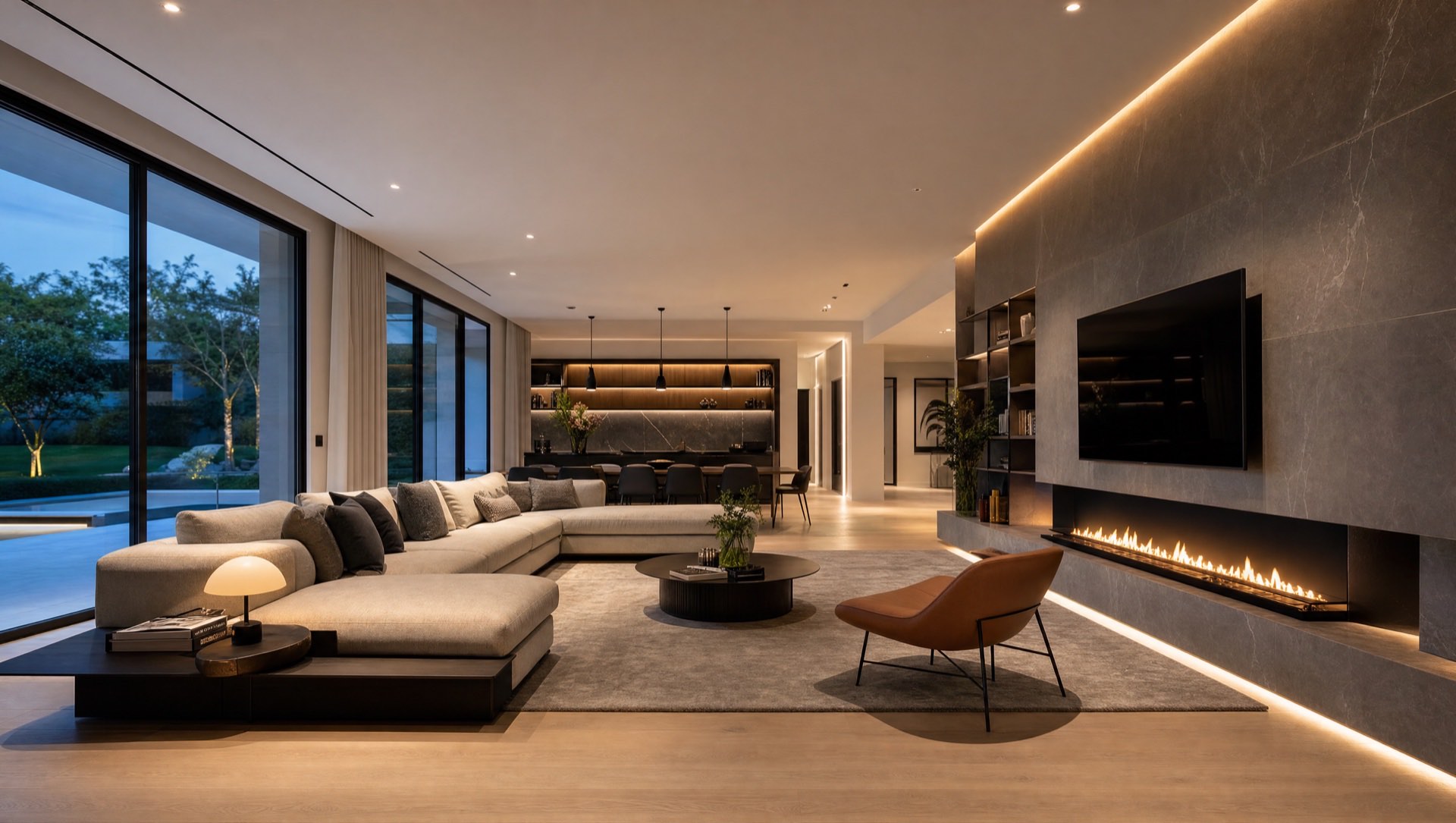 Living room styled and staged for an open inspection