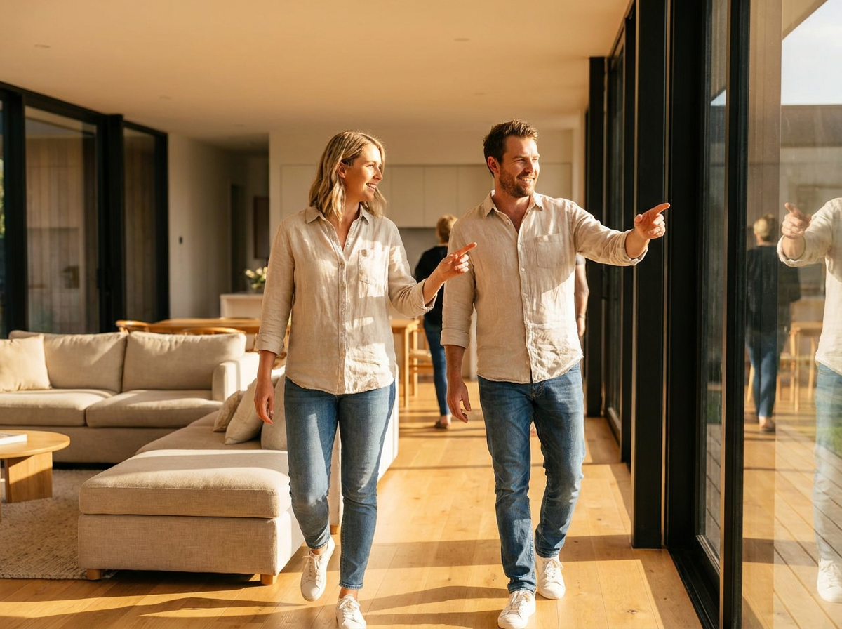 Buyers walking through an Unreserved open home inspection