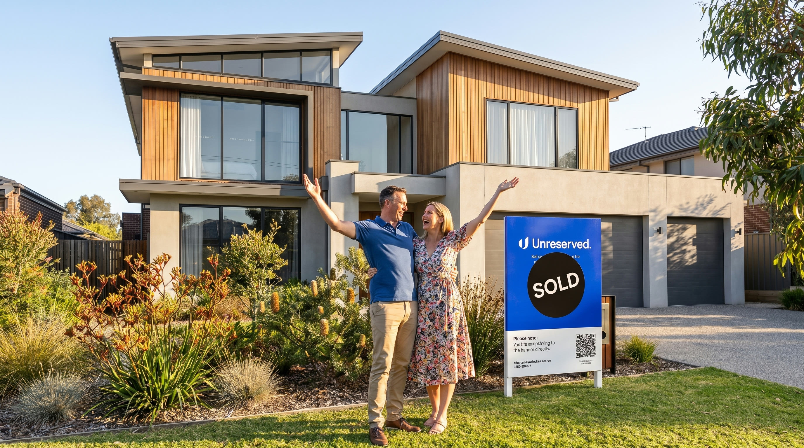 Vendors celebrating a successful property sale